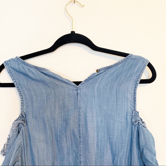 LAUREN CONRAD DENIM COLD SHOULDER DRESS LARGE - Picture 5 of 6